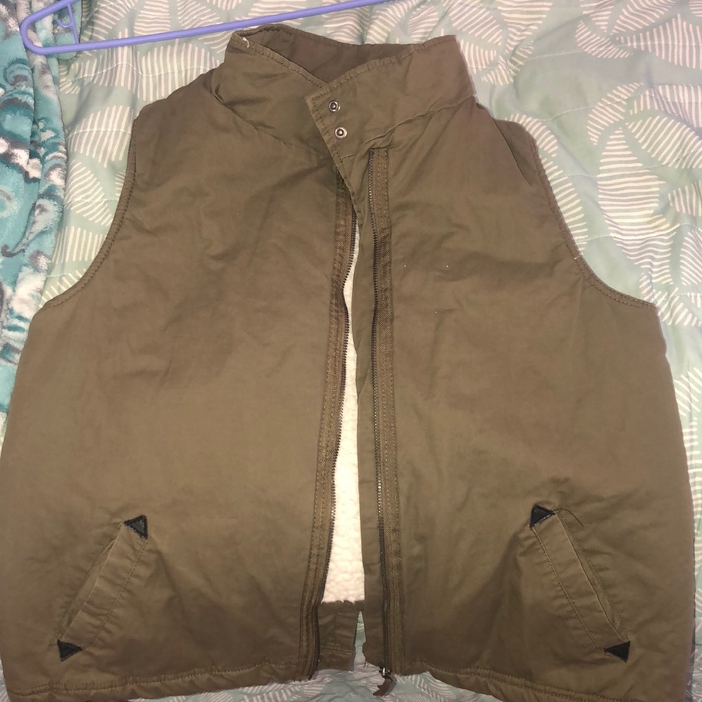 Army green vest with Sherpa inside